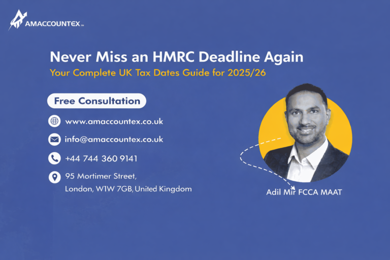 UK tax deadlines 2025/26 guide for self-employed and small business owners by AM Accountex Ltd